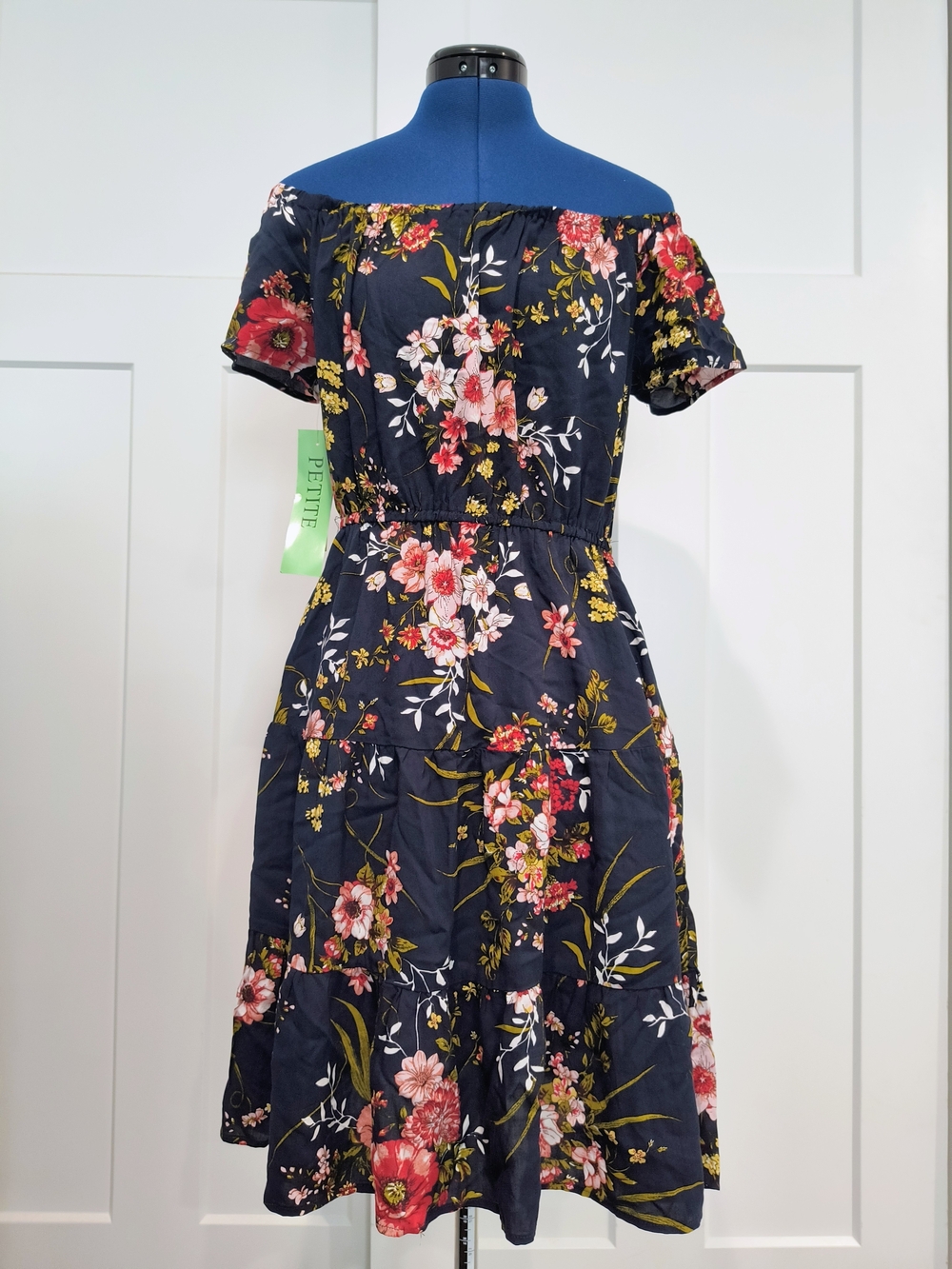 NWT Indigo Rose Navy Floral Off-Shoulder Summer Dress - Picture 3 of 5